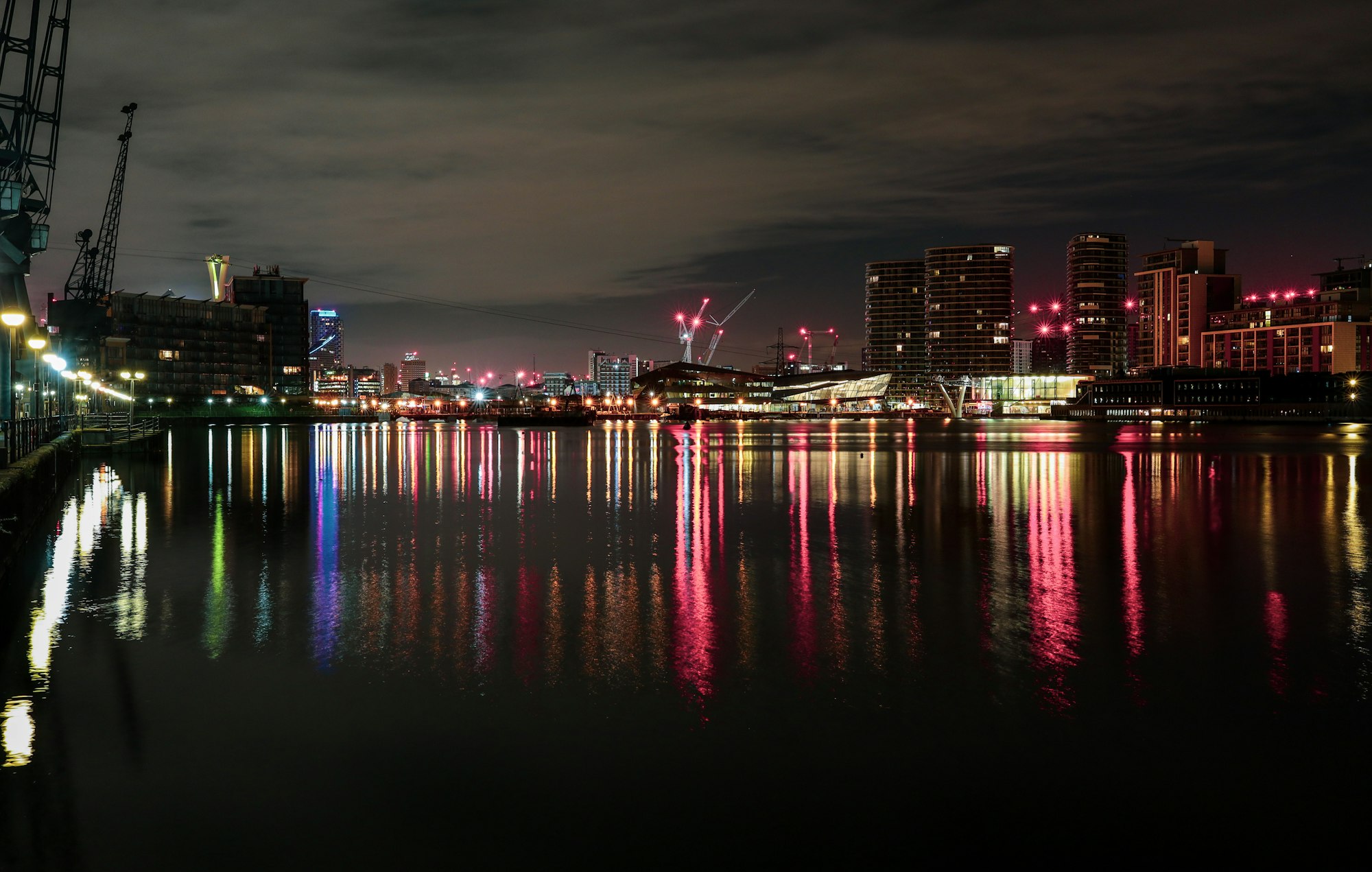 Royal Victoria Dock at night, home of ExCeL London